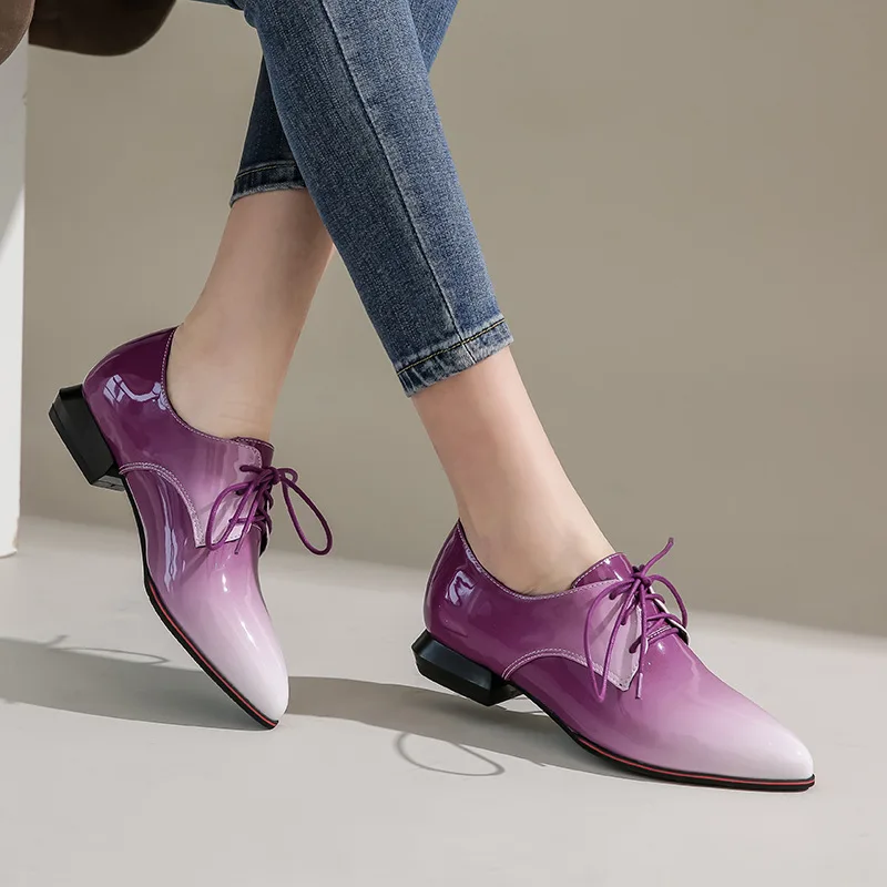 

Spring New Style Chunky-Heel Dyeing Oxford Shoes Large Size WOMEN'S Shoes