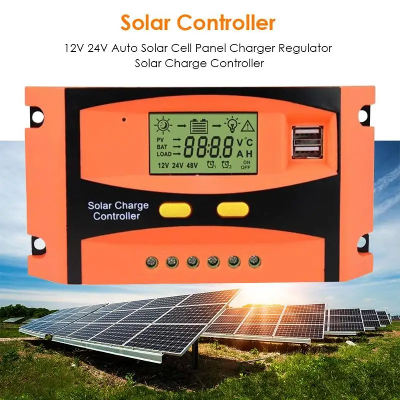 

Automatic Solar Power Controller Dual USB 24V Output Solar Panel Battery Regulator Temperature Compensation Equipment