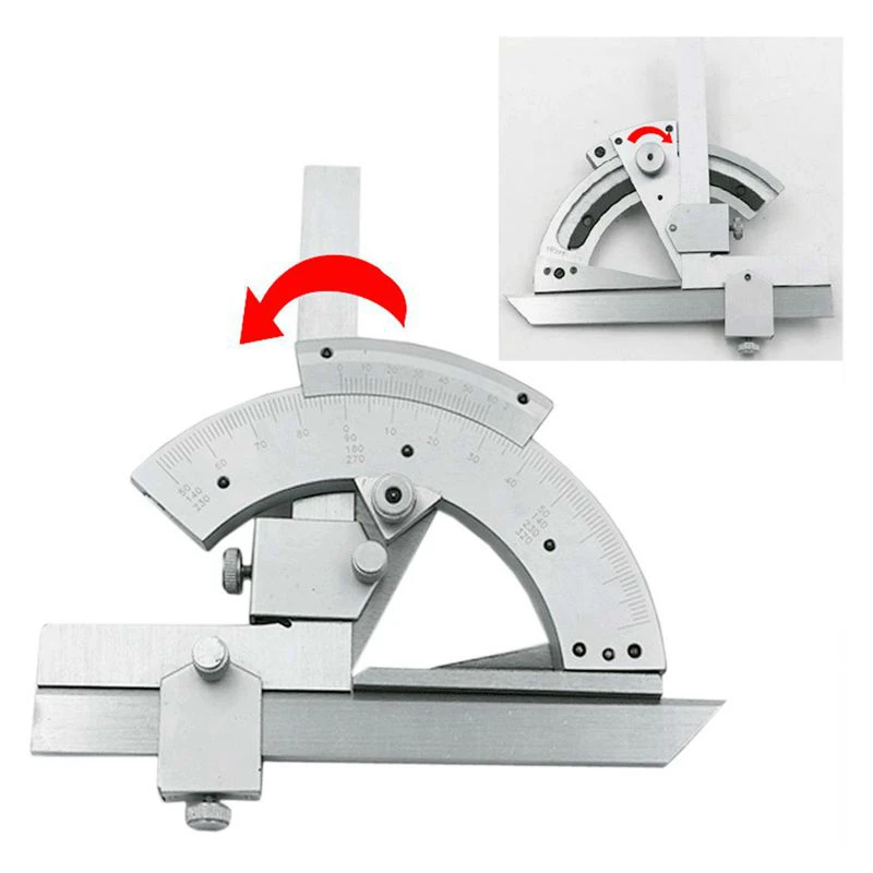 Realmote 0-320 Degree Sliver Universal Bevel Protractor Precision Angle Measuring Finder Ruler Tool Inner And Outer Parts