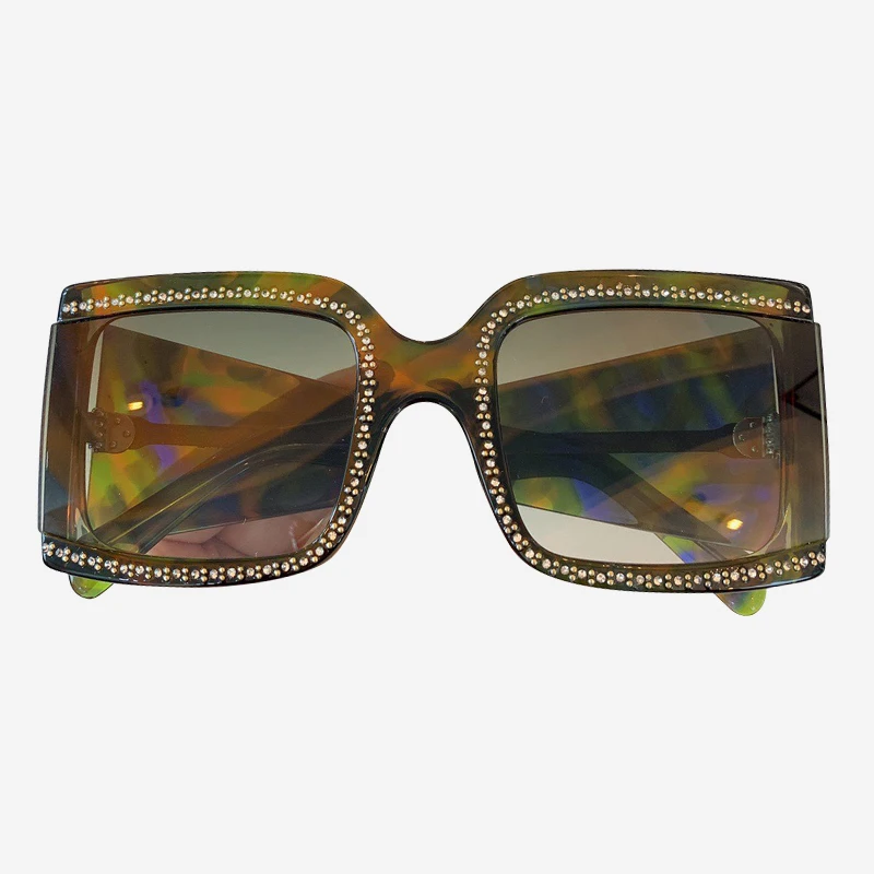 2019 модные негабаритные Квадратные Солнцезащитные очки для женщин мужские бриллиантовые рамки винтажные шикарные женские солнечные очки