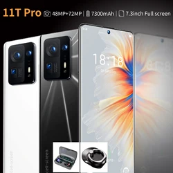 New Global Version Mobile Phones Original 11T Pro Android12.0 7.3 Inch Full Screen смартфоны Smartphone 7300mah Battery Phone