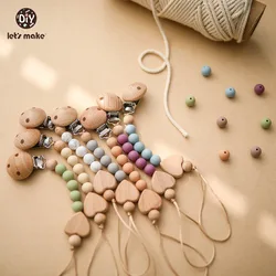 Let's make Personalized Name Handmade Silicone Baby Wooden Dummy Pacifier Clip Food Grade Teether Pacifier Chains Holder Chain