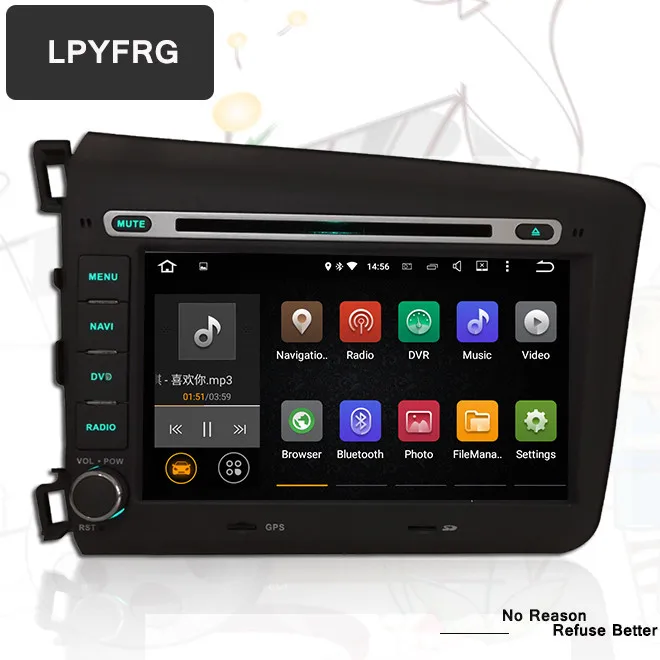 Android 10 0 для Honda Для Civic 2012 2013 2014 Авто Радио Стерео DVD GPS навигация СБ Navi