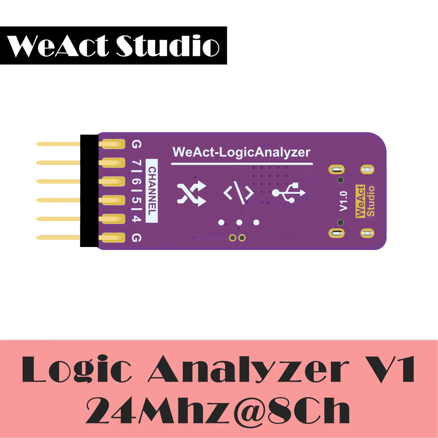 Weact Usb Analisador de Lógica Dla Mini 24mhz 8ch Canais Ferramenta de Depuração de Ferragem 5v Mcu Braço Fpga Depurador - Imagem 6