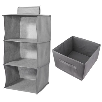 

2pcs Three-layers Storage Shelf Drawer Convenient Portable Hanging Garment Shelf Storage Shelf Cloths Organizer for Home Room