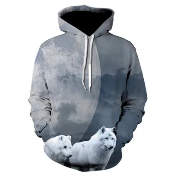 

ISTider Arctic Wolves 3D Animal Hoodie Men Gray Snow Wolf Hoodies Sweatshirts Unisex Winter Thin Outwear Pullover Tracksuits