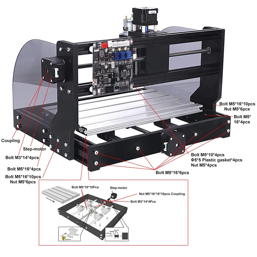 CNC 3018 Pro Max ER11 лазерный гравер PCB фрезерный станок с ЧПУ гравировальный GRBL 15 Вт DIY