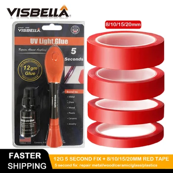 

VISBELLA 5 Second Fix Liquid UV Light Pen Glass Metal Plastic Adhesive Repair 3m Red Double Sided Tape No Traces Caulk Repair
