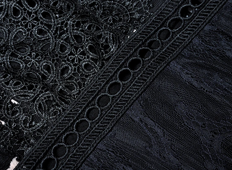 Женское элегантное Сетчатое платье макси с цветочной вышивкой и длинным рукавом-фонариком, весна, высокое качество, винтажное черное кружевное платье для женщин