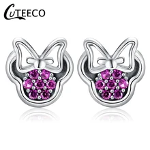 CUTEECO дропшиппинг модные серебряные серьги-гвоздики с бантом фиолетовые сверкающие брендовые серьги для женщин модные ювелирные изделия