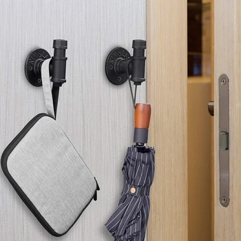 

3 Pack Vintage Bathroom Robe and Towel Wall Hooks for Hanging, Rustic Style Industrial Iron Pipe Coat Hook Wall Mounted Heavy Du