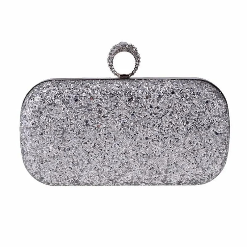 

2020 sequins evening bags diamond ring wedding dinner clutch wallets bling party purse with chain drop shipping mn1468