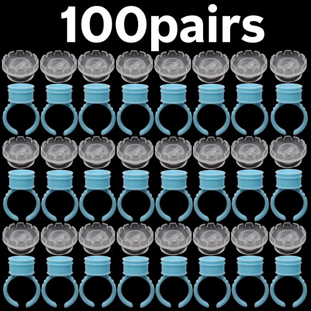 100 Pairs 5/500 пар, набор инструментов для ресниц, пластиковый голубой глаз, клей для ресниц, держатель, кольцо, поддон+ цветочная чашка для наращивания ресниц, инструменты для макияжа - Цвет: 100 Pairs