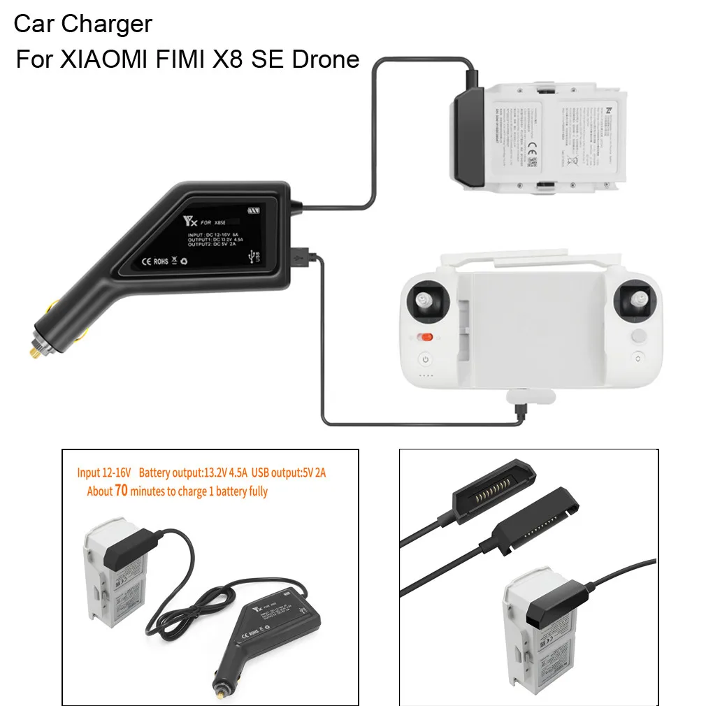 2 в 1 USB Автомобильное зарядное устройство пульт дистанционного управления зарядное устройство для XIAOMI FIMI X8 SE Дрон Квадрокоптер детские игрушки Новинка# G20
