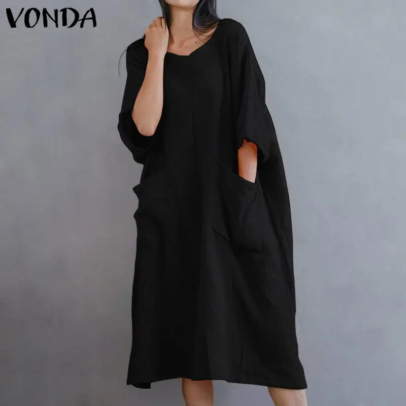 VONDA/платье для беременных; коллекция года; повседневные однотонные хлопковые длинные платья; пуловер с карманами; рубашка; платья для беременных; Vestidos