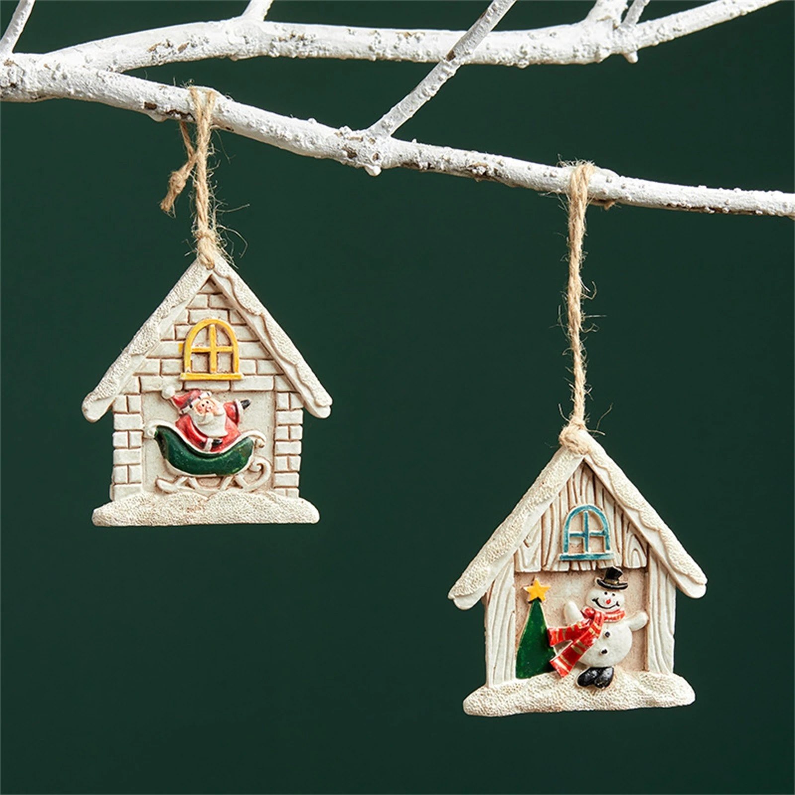 Adornos colgantes para casa de Navidad, colgante en forma de casa, árbol de Navidad, decoración de resina|Colgantes en forma de gota| - AliExpress