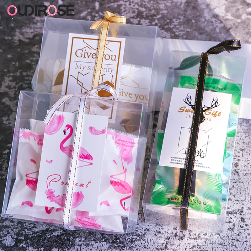 

Ins Style Handmade Transparent Baking Food Package Box Flamingo Sealing Sticker DIY Cookies Candy Biscuits Gift Bags Wholesale