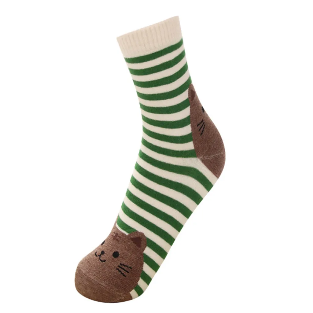 1 пара, милые женские носки, хлопковые удобные женские зимние носки с принтом животных, skarpetki damskie, забавные носки - Цвет: Зеленый