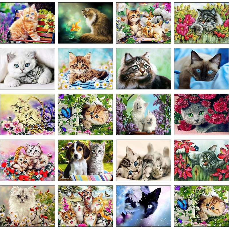 

Ginger kitten Diamond Mosaic Cat Diamond Animal Rhinestone DIY Full Square Round Diamond Embroidery Home Decoration Gift