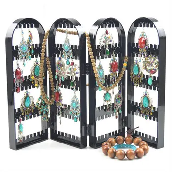 

4 layer Lasperal Foldable Earring Storage Holder Rack Jewelry Display Cosmetic Box Makeup Organizer Transparent Organizer