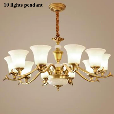 10 lights pendant Современные Lustre медные светодиодные люстры освещение для гостиной, стеклянная люстра со светодиодами для столовой подвесные светильники - Цвет абажура: 10 lights pendant