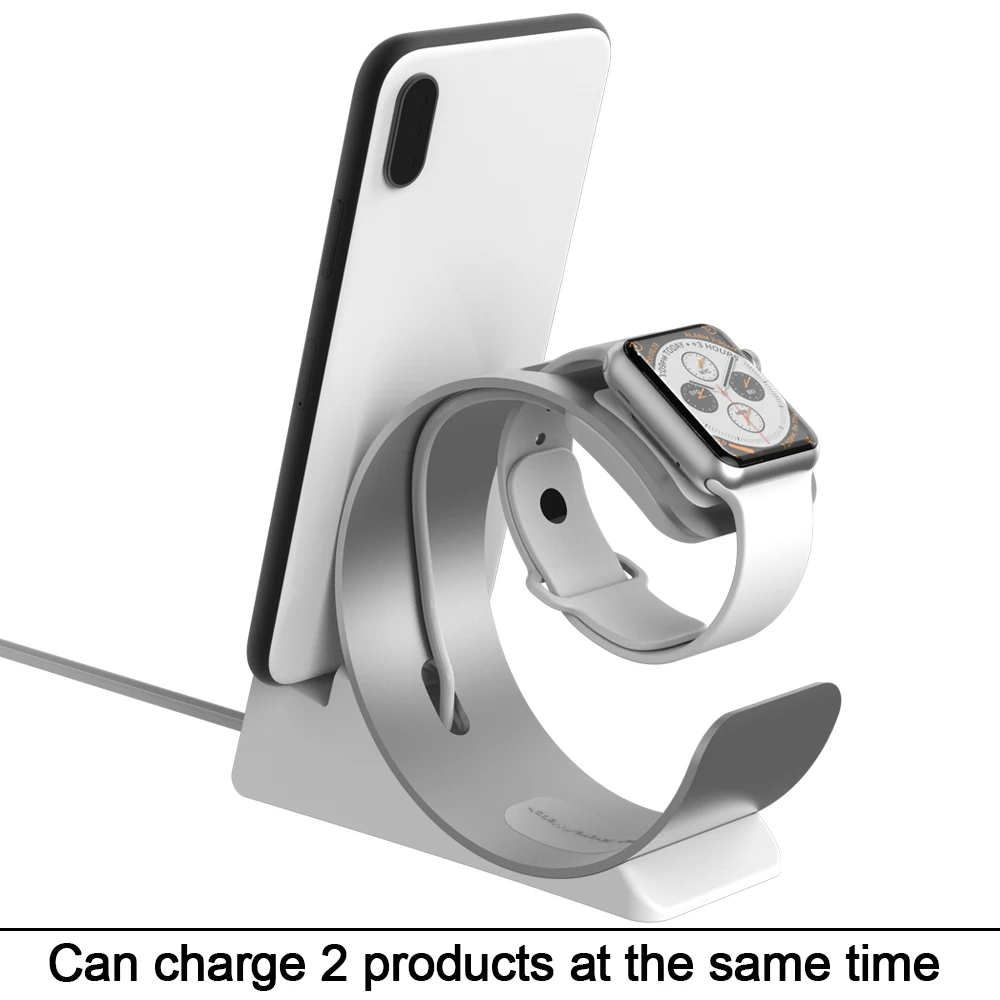 Лидер продаж алюминиевый 2 в 1 держатель для зарядки телефона для iPhone 7/8/SE настольная подставка для мобильных телефонов для apple watch