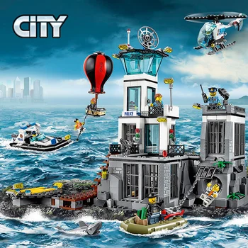

New 815pcs City Maritime Police Building Blocks Research Rescue Prison Island Building Blocks Fit 60130 Bricks Toys for Children