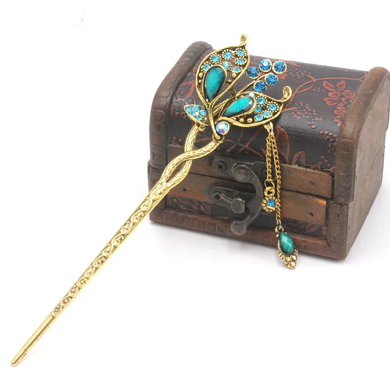 

1PC Chinese Style Metal Rhinestone Hair Stick Hair Chopsticks Chignon Hairpin Pin
