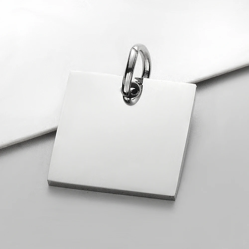 30pcs/Lot   Stainless Steel Mirror Polished Square Pendant  For Making Bracelet  Necklace Accessories