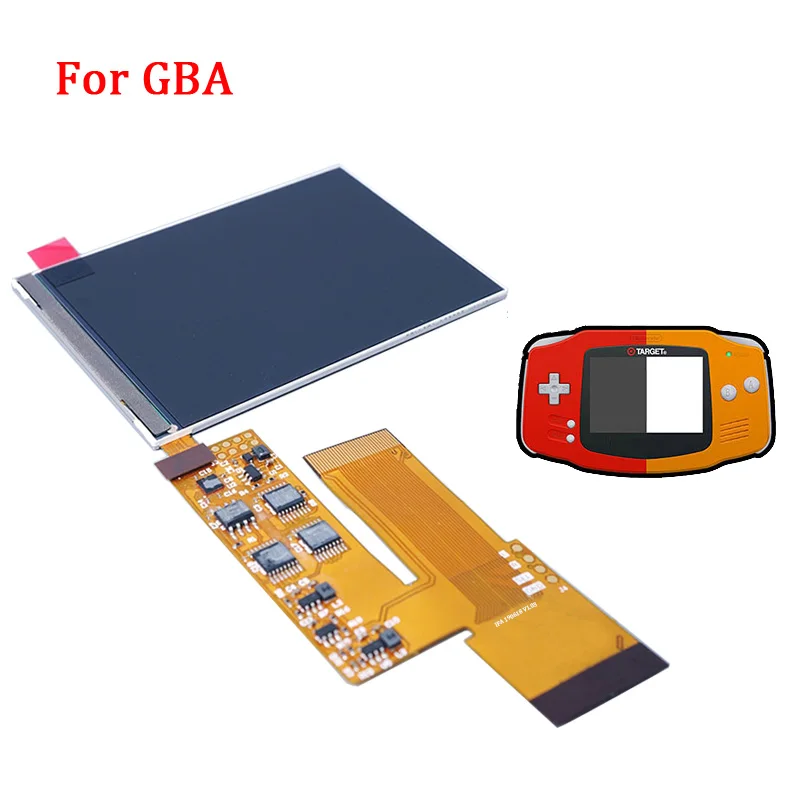 Baratos Kits de reemplazo de pantalla LCD V2 para retroiluminación Nintend GBA pantalla lcd de 10 niveles de alto brillo pantalla IPS LCD V2 para consola GBA