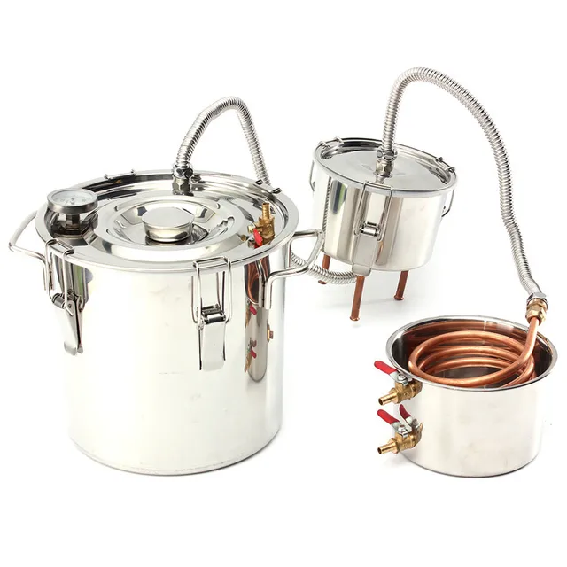 Hatékony 3Gal/12L Distiller Moonshine Alkohol Rozsdamentes Réz Barkácsolás Otthoni Víz Bor Illóolaj Sörfőző Készlet - Image 3