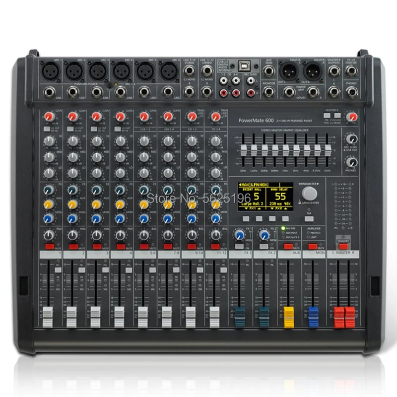 Powermate 600-3 6-канальный усиленный звуковой миксер микшерная консоль 1000 Вт * 2 PM600-3 dyord