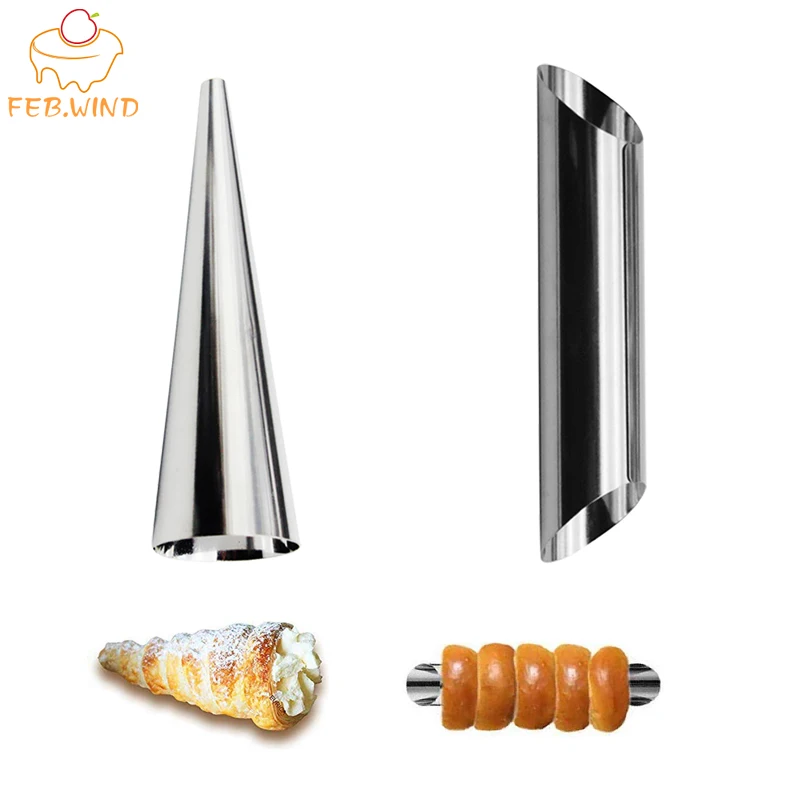 3pcs 3pcs/set Stainless Steel Tubes Cannoli Pastry Forms Molds,Cannoli Tubes Croissant Mold Spiral For Baked Cake DIY Baking Mold 