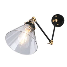 Ретро стиль лофт промышленный винтажный настенный светильник конический металлический dison настенный светильник с длинным кронштейном бра Lamparas De Pared