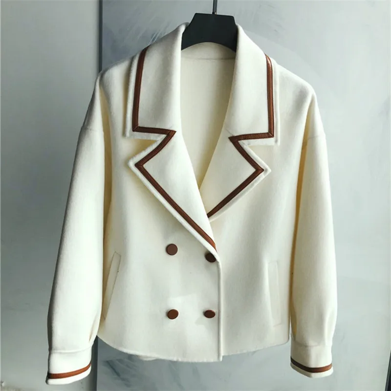 

Autumn Winter Suit Collar Female Jacket Short Wool Coat Women Casual Double-side Cashmere Coats Brand Design