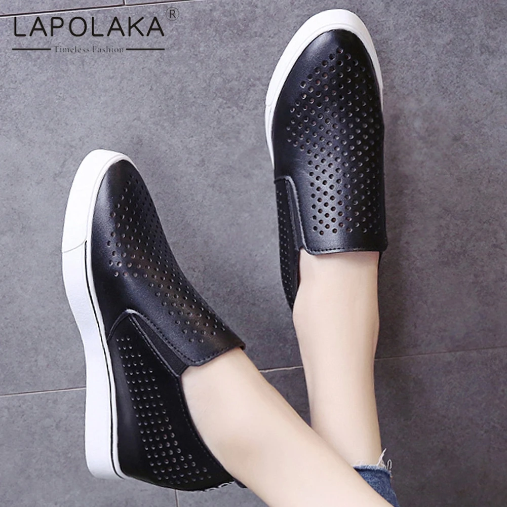 

Lapolaka Hollow Flats Loafers Shoes Woman Casual Spring Summer Height Increase Flats Woman Size 33-41