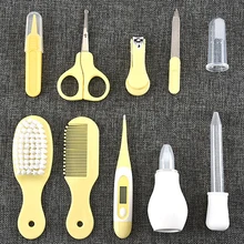 Набор для ухода за ногтями для младенцев, детские ножницы, набор для ухода за здоровьем, Детские Портативные щипцы для волос, пинцет, термометр, 10 шт./компл., YJW002