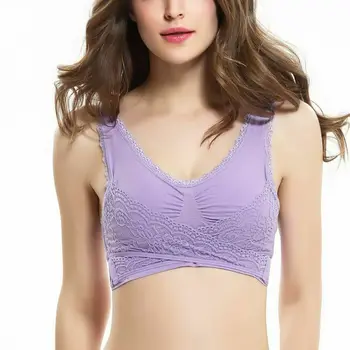 

Women Sexy Sport Fitness Vest Lace Cross Side Buckle Wireless Seamless Bra Padded Cross Top Posture Corrector Lift Up Bra