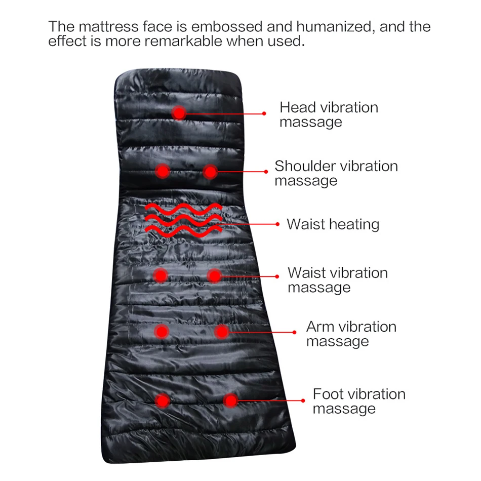  New Electric Vibrator Heating Back Neck Massager Mattress Leg Waist Cushion Mat Home Office Relax B