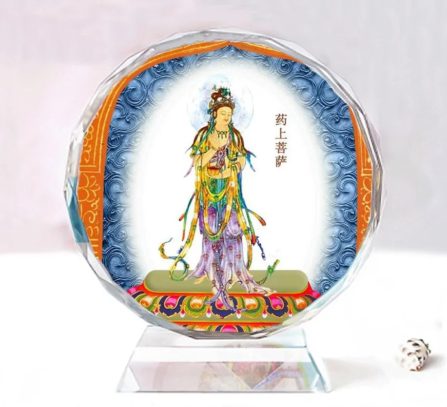 

Medicine Bodhisattva，Exquisite double-sided crystal Buddha ornaments, Birthday present souvenir