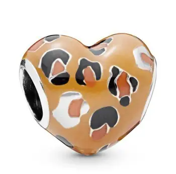 

Genuine 925 Sterling Silver Spotted Heart Charm With Crystal Pendant Beads Fit Pandora Bracelet & Necklace DIY Jewelry