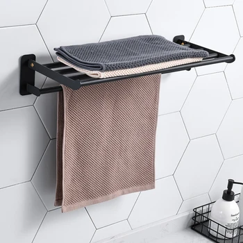

High Qulaity Stainless Steel Storage Racks Shelf Foldable Towel Holder Mounted New Organizer Hook Wall Clothes Bathroom Shelf