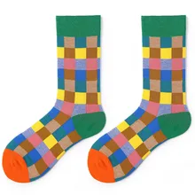 Новинка, уличная одежда, женские носки, хлопковые, праздничные, абстрактная серия, креативные, в полоску, забавные носки, Осенние, с рисунком, Eur35-40, 46