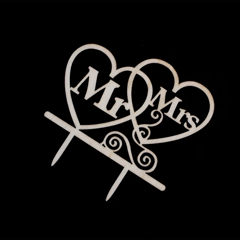 Деревенский свадебный торт Топпер-Mr and Mrs стиль 38