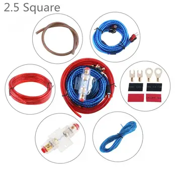 

1 Set 154 Core 2.5 Square PVC + Copper Clad Aluminum Car Amplifier Audio Speaker Woofer Cables Power Line with 60A Fuse Holder