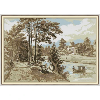 

Everlasting Love The River On A Boat Chinese Cross Stitch Kits Ecological Cotton Stamped Printed DIY Gift Christmas Decoration