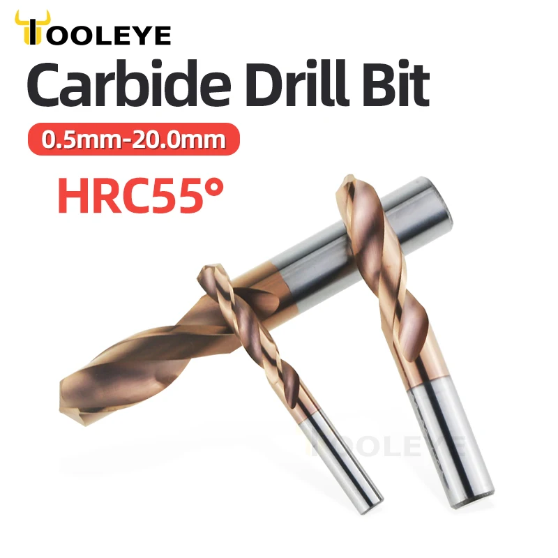 Tooleye HRC55° Tungsten Carbide Drill Bits Metal Drills For CNC Lathe