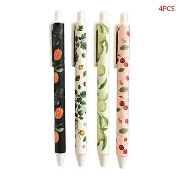 

4pcs 0.38mm Cute Plant Fruit Gel Pen Press Black Ink Neutral Pens School Supply 35EA