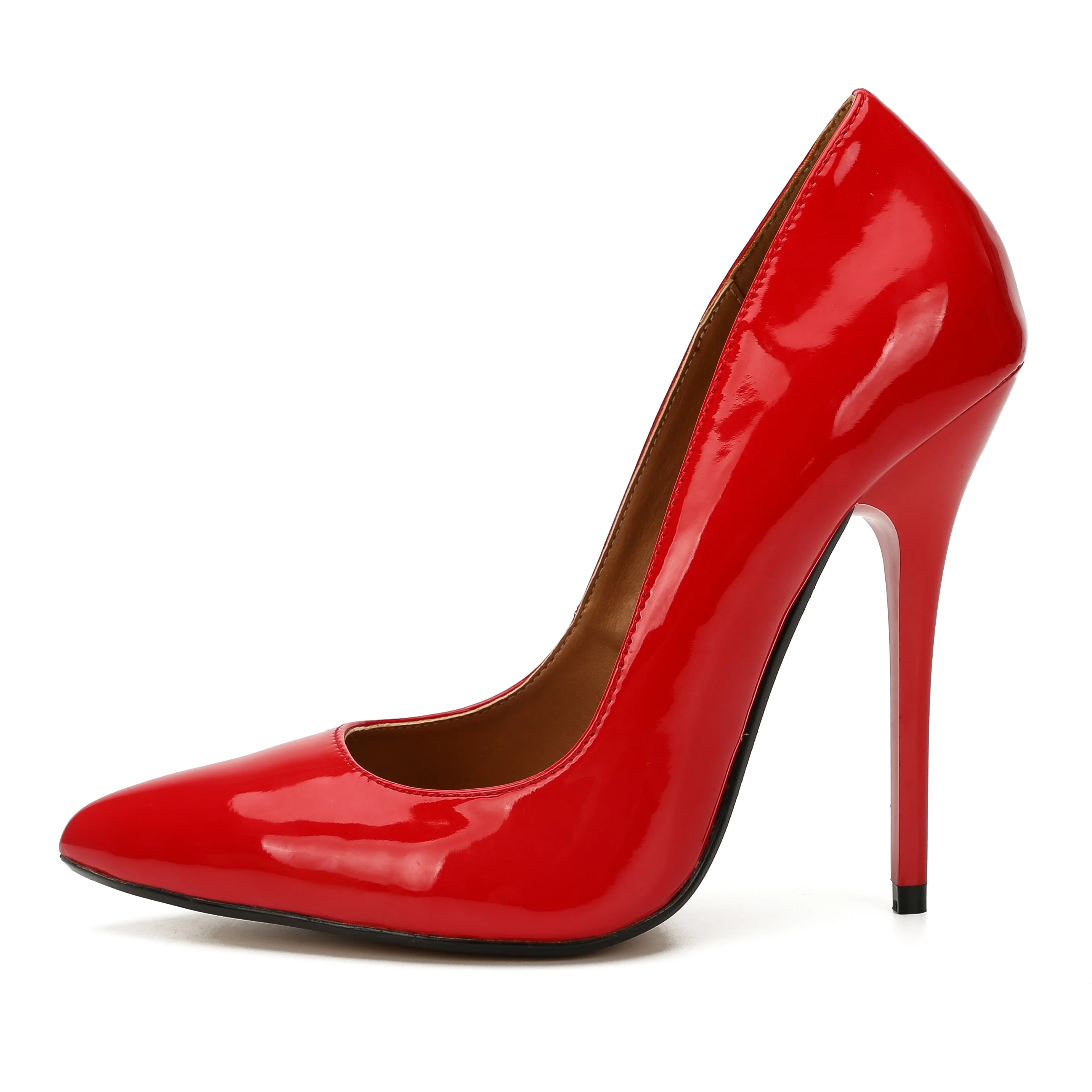 LLXF/Большие размеры: 40-45, 46, 47, 48, 49; стиль; женские красные модельные туфли на тонком металлическом каблуке 14 см; кожаные туфли-лодочки с острым носком для костюмированной вечеринки - Цвет: Red A