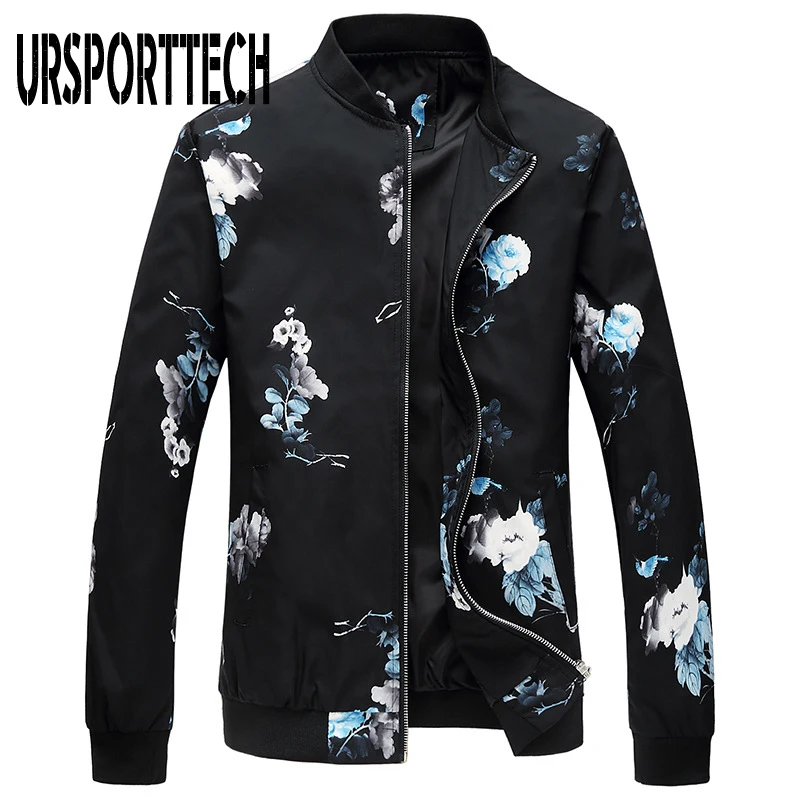 

Spring Autumn Floral Jacket Men Korean Slim Fit Bomber Jackets Long Sleeve Streetwear Jackets And Coats Mens Clothes Windbreaker